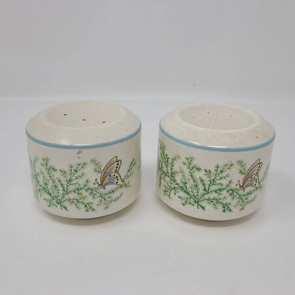 Lenox Temper Ware Fancy Free Salt and Pepper Shakers Set Vintage Ceramic